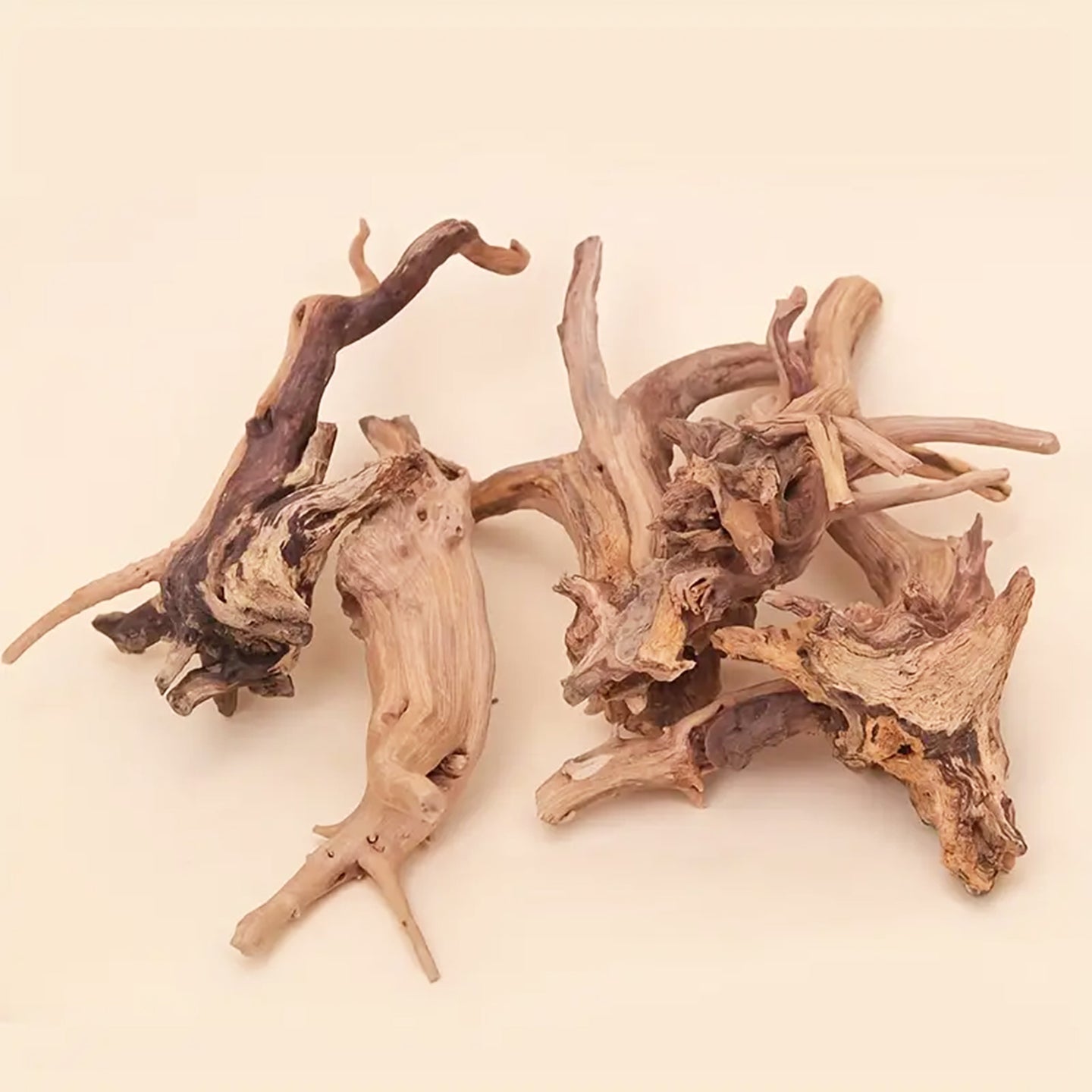 Prachtig aquarium Spiderwood: 2 stuks natuurlijke driftwood decoratie (S-formaat).