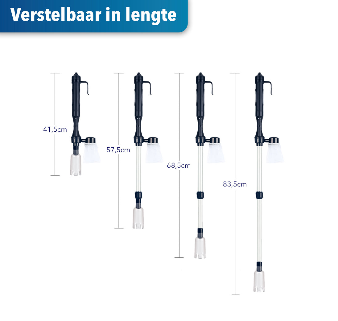 Een elektrische aquariumstofzuiger met adapter, speciaal ontworpen voor het reinigen van de bodem van het aquarium. Deze handige bodemreiniger zorgt voor efficiënte verwijdering van vuil en afval, waardoor het aquarium schoon en gezond blijft. Geschikt voor verschillende soorten substraten en eenvoudig te bedienen voor een moeiteloze onderhoudsroutine.