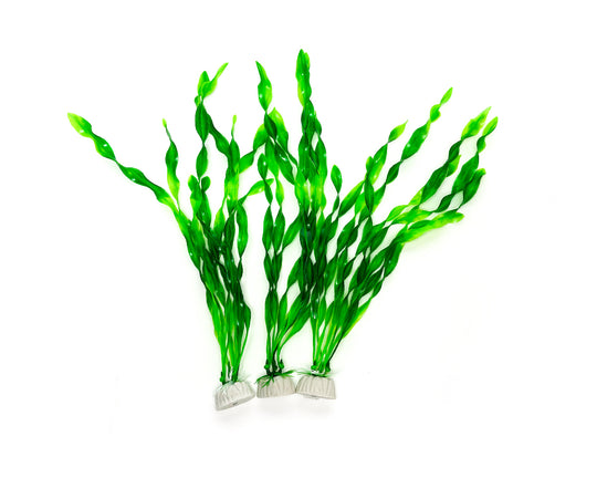 Een set aquarium kunstplanten in verschillende vormen en maten, ontworpen voor een natuurlijke uitstraling in aquaria. De kunstplanten zijn gemaakt van hoogwaardige, niet-giftige materialen en hebben levendige groene tinten. Ze zijn bevestigd op stevige stenen bases voor stabiliteit. Ideaal voor zowel zoet- als zoutwateraquaria, deze decoratieve planten dragen bij aan een realistische onderwateromgeving.