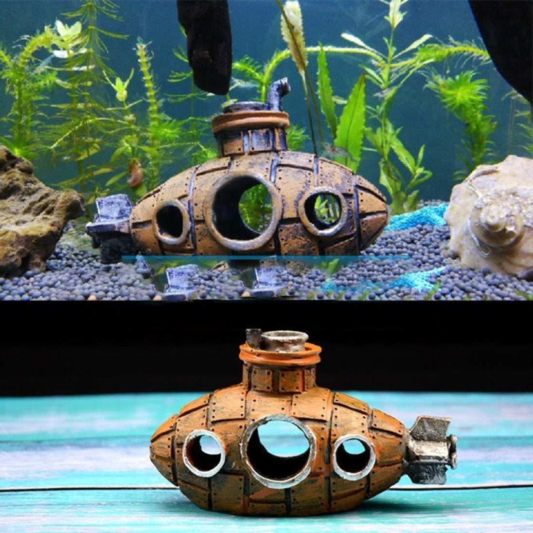 Realistische onderzeeboot ornament voor aquarium, perfect voor het creëren van een fascinerend onderwaterthema in uw aquarium.