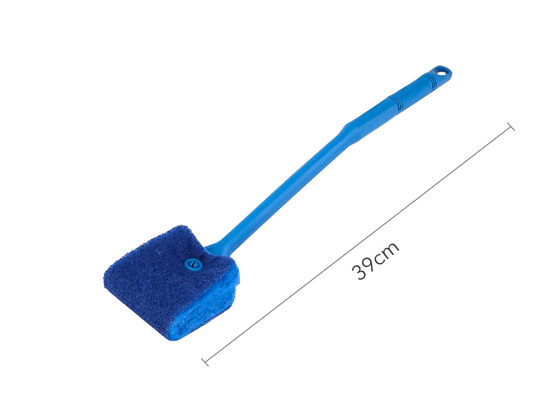 Een aquarium schoonmaakborstel met een spons voor het reinigen van ramen en het verwijderen van algen. Deze handige borstel is perfect voor het onderhouden van een helder en schoon aquarium. Geschikt voor zowel glazen als acryl aquaria.